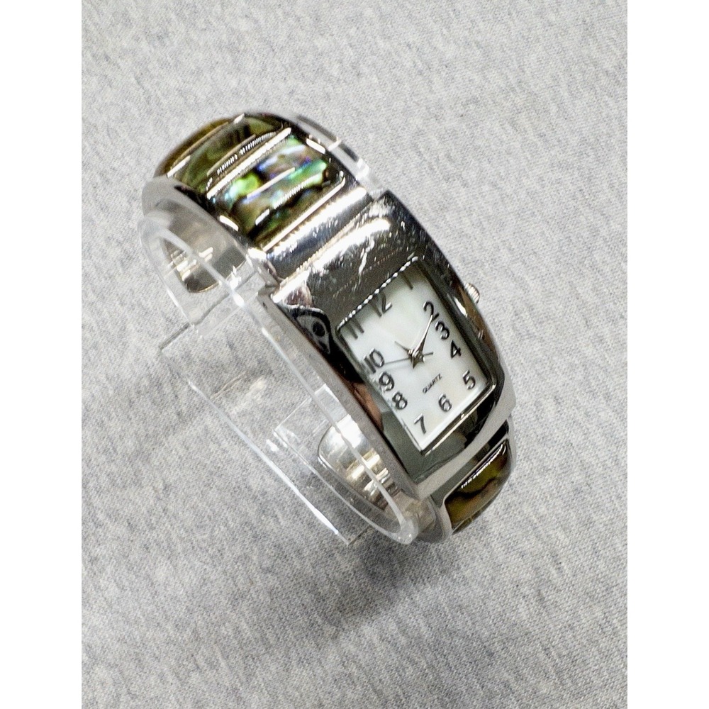 Abalone Bangel Womens Watch Silver Tone 22mm